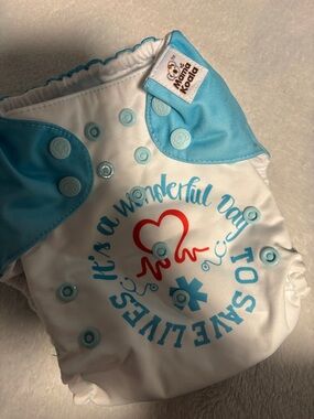 Mama Koala White & Blue Reusable Cloth Diaper Cover - It's a Wonderful Day Print